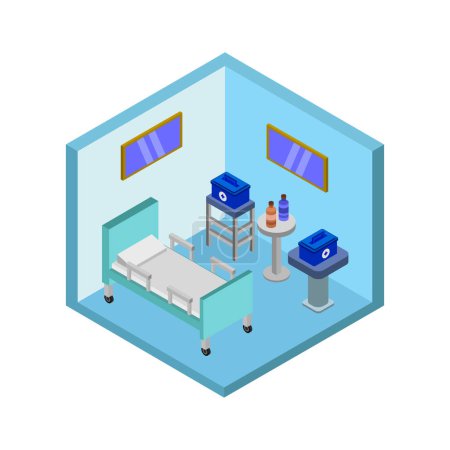 Illustration for Isometric style hospital room, vector illustration - Royalty Free Image