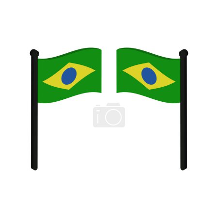 Téléchargez les illustrations : Icônes drapeau du Brésil, illustration vectorielle - en licence libre de droit