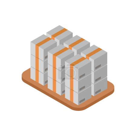 Ilustración de Icono isométrico con una pila de cajas - Imagen libre de derechos