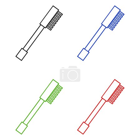 Ilustración de Conjunto de iconos de peine plano, ilustración vectorial - Imagen libre de derechos