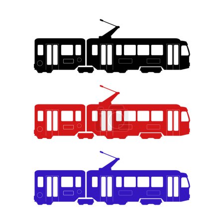 Téléchargez les illustrations : Icône vectorielle de tramway isolée sur fond blanc tram. - en licence libre de droit