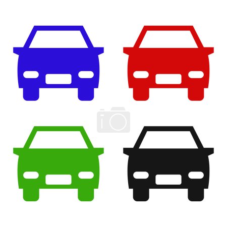 Téléchargez les illustrations : Icônes de voiture colorées ensemble - en licence libre de droit