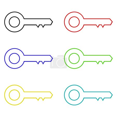 Illustration for Set line lock, key with shield, key and key icon. vector. - Royalty Free Image
