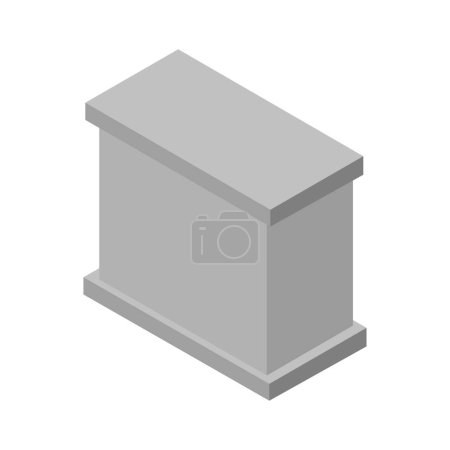 Illustration for Isometric icon of a white coffin with a black shadow. vector illustration. - Royalty Free Image