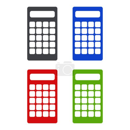 Illustration for Calculator icon set color vector illustrations - Royalty Free Image