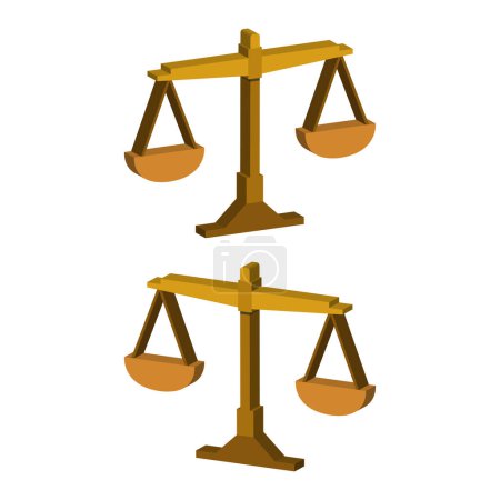 Illustration for Set of wooden balance scales. - Royalty Free Image