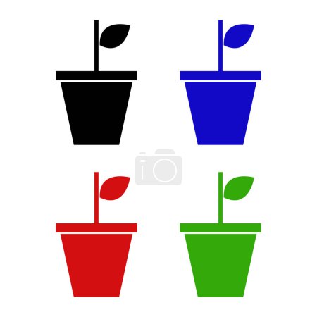 Téléchargez les illustrations : Ensemble de pots de plantes - en licence libre de droit