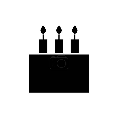 Téléchargez les illustrations : Gâteau avec bougies glyphe icône plate - en licence libre de droit