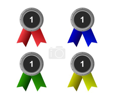 Illustration for Set of medals with colored ribbons - Royalty Free Image