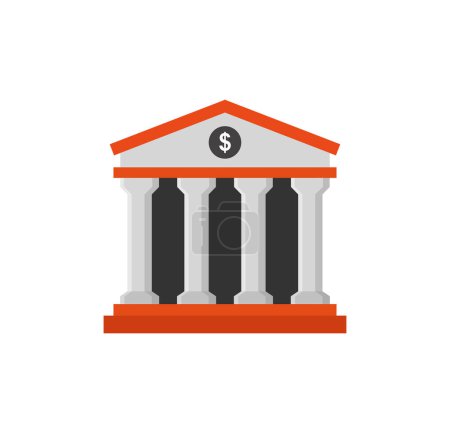Téléchargez les illustrations : Bâtiment bancaire avec illustration vectorielle de signe d'argent - en licence libre de droit