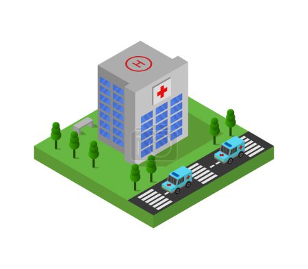 Téléchargez les illustrations : Icône de l'hôpital médical, isométrique 3 d - en licence libre de droit