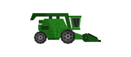 Téléchargez les illustrations : Icône tracteur vert design plat - en licence libre de droit
