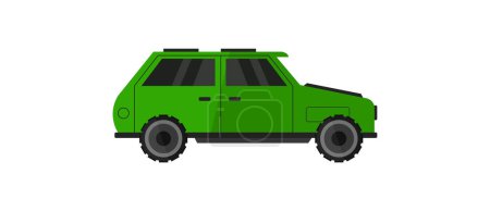 Téléchargez les illustrations : Illustration vectorielle de voiture verte sur fond blanc - en licence libre de droit
