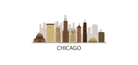 Illustration for Vector flat illustration of the city with Chicago. - Royalty Free Image