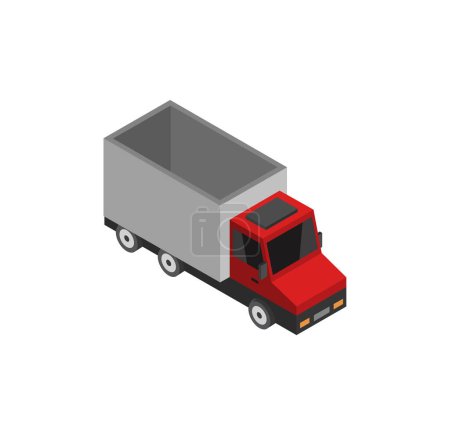 Téléchargez les illustrations : Illustration vectorielle d'icône de camion isométrique - en licence libre de droit