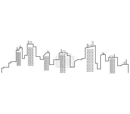 Téléchargez les illustrations : Silhouette de la ville sur fond blanc - en licence libre de droit