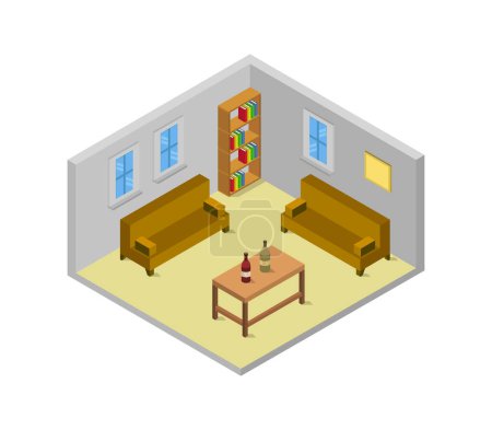 Illustration for Living room isometric view, vector illustration - Royalty Free Image