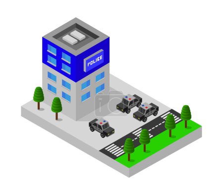 Illustration for Isometric vector illustration of police station - Royalty Free Image