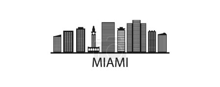Téléchargez les illustrations : Miami ville silhouette silhouette vectorielle illustration de conception. - en licence libre de droit