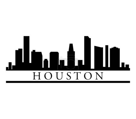 Téléchargez les illustrations : Houston skyline, silhouette de ville illustration vectorielle - en licence libre de droit