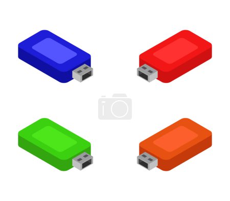 Illustration for Vector illustration of usb flash icons - Royalty Free Image