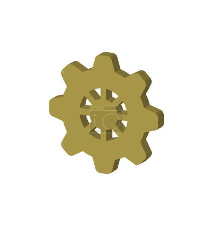Illustration for Golden cogwheel isolated over a white background - Royalty Free Image