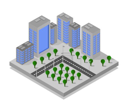 Ilustración de Icono de la ciudad isométrica vector - Imagen libre de derechos
