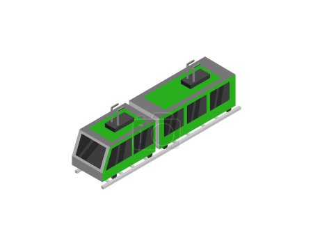 Ilustración de Autobús verde aislado sobre fondo blanco. vector isométrico. - Imagen libre de derechos