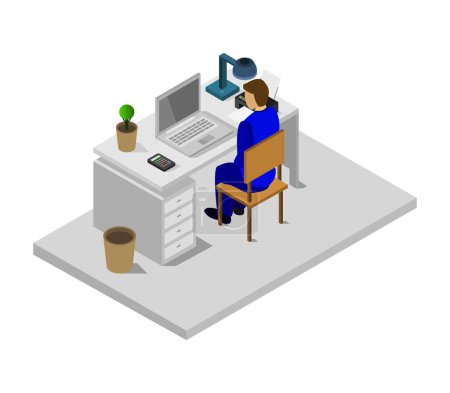 Illustration for Businessman working in the office - Royalty Free Image
