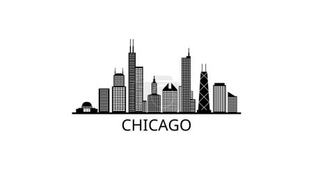 Illustration for Chicago skyline with black silhouette, isolated illustration - Royalty Free Image