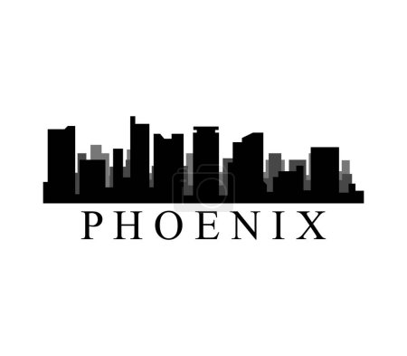 Illustration for Phoenix silhouette on white background. vector silhouette of phoenix city. - Royalty Free Image
