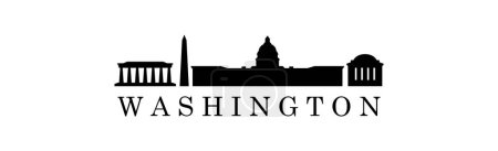 Illustration for Washington DC city skyline with silhouette, dc, USA. vector illustration. - Royalty Free Image