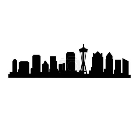 Téléchargez les illustrations : Silhouette silhouette silhouette de ville avec bâtiments urbains - en licence libre de droit