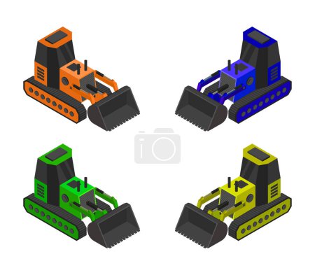 Illustration for Vector set of construction excavator icons. - Royalty Free Image