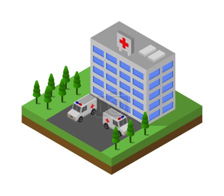Foto de Icono del edificio. isométrico del icono del vector del edificio del hospital para el diseño web aislado sobre fondo blanco - Imagen libre de derechos