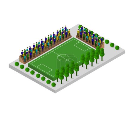 Ilustración de Fútbol ícono isométrico 3 d. un campo de fútbol. fútbol americano. estadio de fútbol, ilustración vectorial. eps 1 0 - Imagen libre de derechos