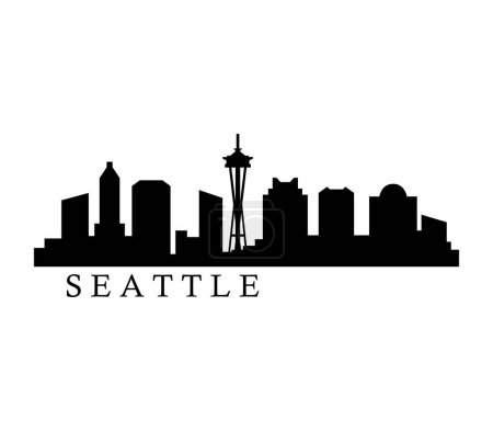 Illustration for Seattle city silhouette on a white background - Royalty Free Image