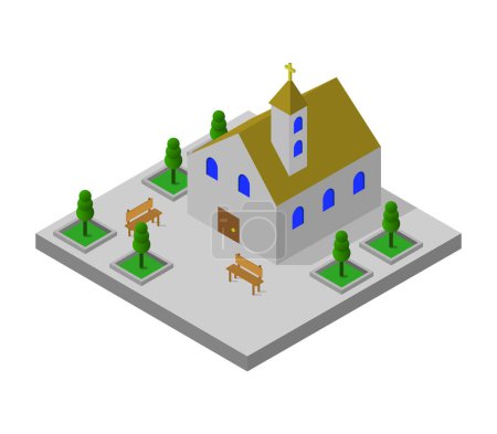 Illustration for Church icon. isometric illustration of church vector icons for web - Royalty Free Image