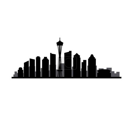 Téléchargez les illustrations : Illustration vectorielle silhouette ville skyline - en licence libre de droit