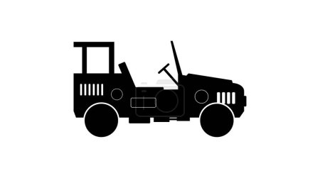 Téléchargez les illustrations : Silhouette noire d'un tracteur sur fond blanc - en licence libre de droit