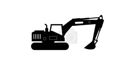 Ilustración de Excavadora icono negro, ilustración vectorial sobre fondo blanco. signo concepto excavadora. - Imagen libre de derechos