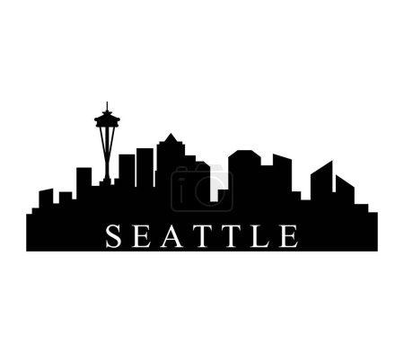 Ilustración de Horizonte de Seattle, vector ciudad Seattle - Imagen libre de derechos
