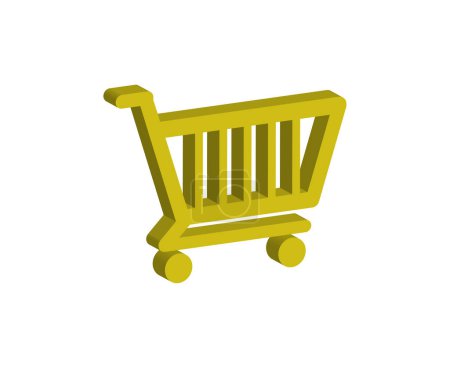 Illustration for Yellow cart icon, flat style - Royalty Free Image