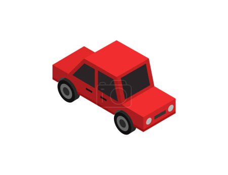 Téléchargez les illustrations : Icône de voiture rouge isolé sur fond blanc - en licence libre de droit