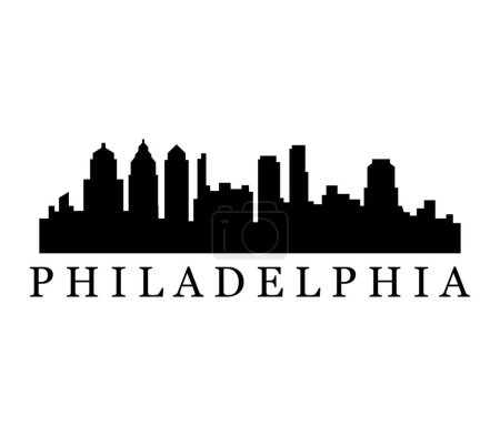 Ilustración de Ciudad de Filadelfia skyline silueta en blanco y negro - Imagen libre de derechos
