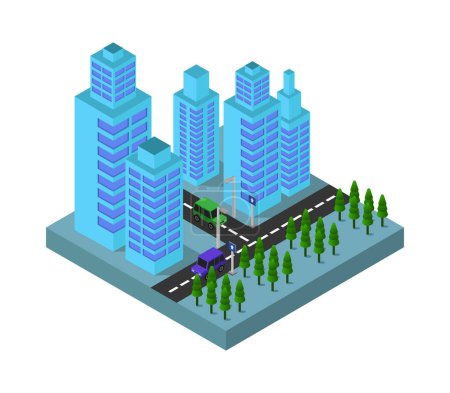 Illustration for Isometric city landscape. vector illustration. - Royalty Free Image
