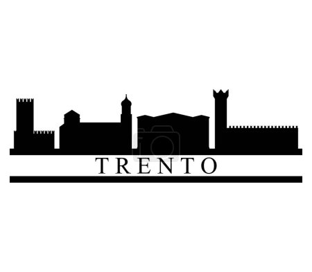 Ciudad de Trento skyline silueta en blanco y negro