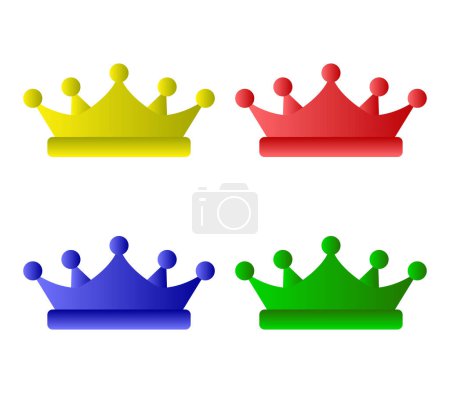 Ilustración de Conjunto de coronas de colores sobre fondo blanco. - Imagen libre de derechos