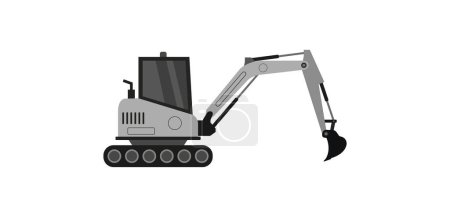 Illustration for Excavator icon, flat style - Royalty Free Image