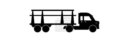 Téléchargez les illustrations : Silhouette de camion sur fond blanc, illustration vectorielle - en licence libre de droit